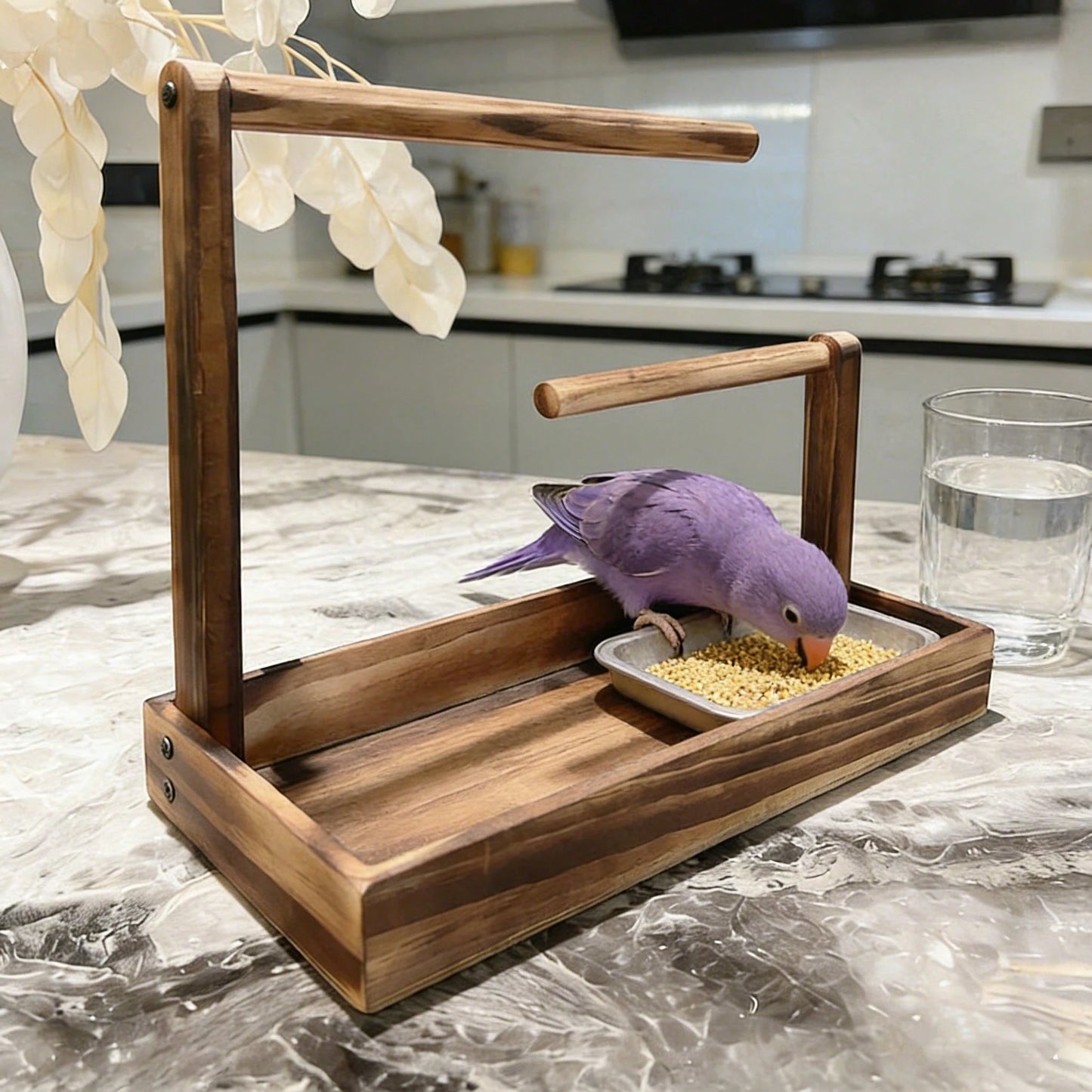1pc Wooden Parrot Stand, Bird Perch, Bird Training Rack, Bird Toy, Bird Nest, Bird Feeder, Bird Supplies, Suitable For Parrots, Magpies And Various Birds