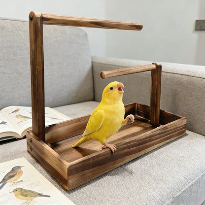 1pc Wooden Parrot Stand, Bird Perch, Bird Training Rack, Bird Toy, Bird Nest, Bird Feeder, Bird Supplies, Suitable For Parrots, Magpies And Various Birds