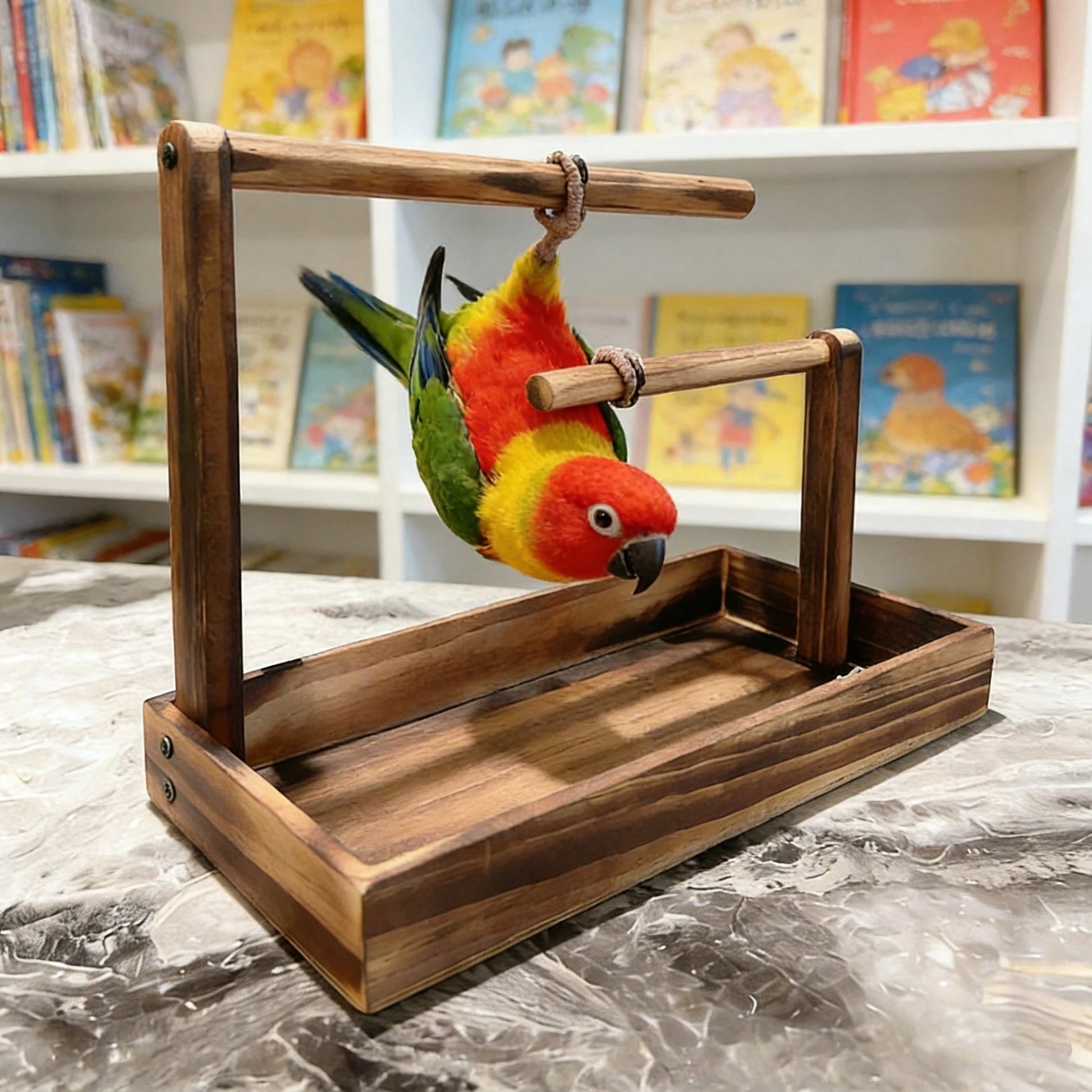 1pc Wooden Parrot Stand, Bird Perch, Bird Training Rack, Bird Toy, Bird Nest, Bird Feeder, Bird Supplies, Suitable For Parrots, Magpies And Various Birds