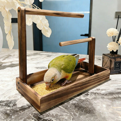 1pc Wooden Parrot Stand, Bird Perch, Bird Training Rack, Bird Toy, Bird Nest, Bird Feeder, Bird Supplies, Suitable For Parrots, Magpies And Various Birds