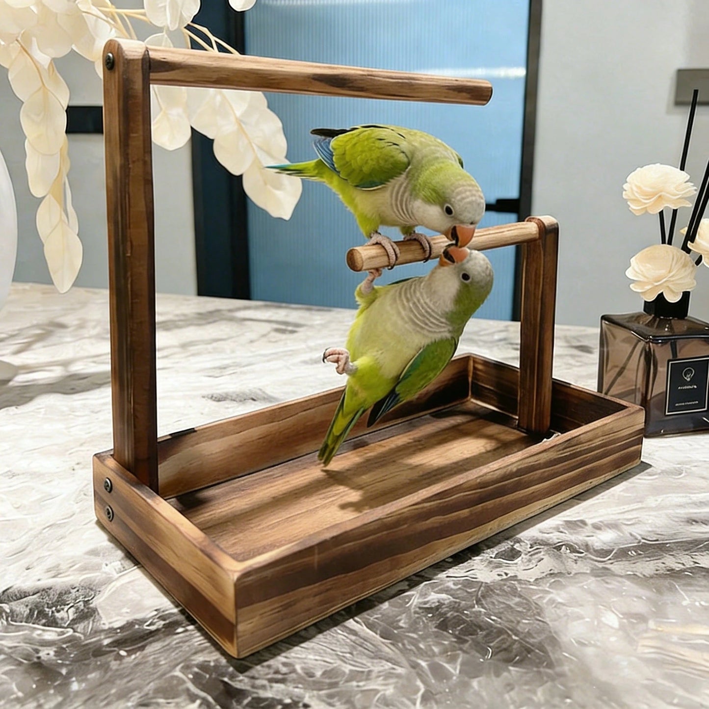 1pc Wooden Parrot Stand, Bird Perch, Bird Training Rack, Bird Toy, Bird Nest, Bird Feeder, Bird Supplies, Suitable For Parrots, Magpies And Various Birds