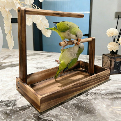 1pc Wooden Parrot Stand, Bird Perch, Bird Training Rack, Bird Toy, Bird Nest, Bird Feeder, Bird Supplies, Suitable For Parrots, Magpies And Various Birds