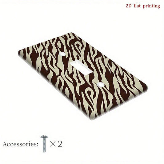 1pc Zebra Stripe Light Switch Cover & Outlet/Plug Plate- Black White Brown Beige Single/Double Toggle Switch Plates, Easy Installation, Fits Single/D
