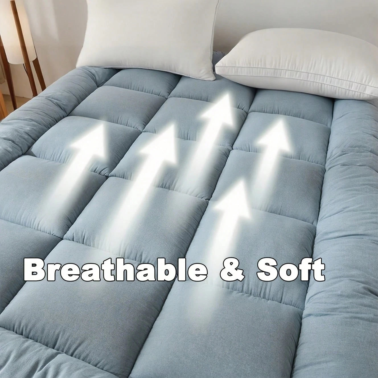 [1pcs 900gsm King Mattress Topper] Thin Mattress Pad With Checkered Print On The Side, Featuring Straps At The Corners Fit Over The Mattress, Foldable, Soft & Warm Mattress Protector| Low Allergenic