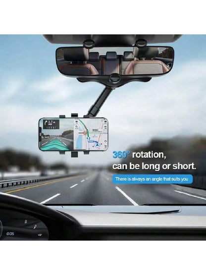 1set Car Rearview Mirror Mount Phone Holder, Navigation, Retractable, Multifunctional