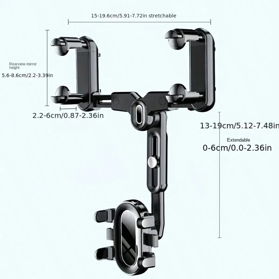 1set Car Rearview Mirror Mount Phone Holder, Navigation, Retractable, Multifunctional