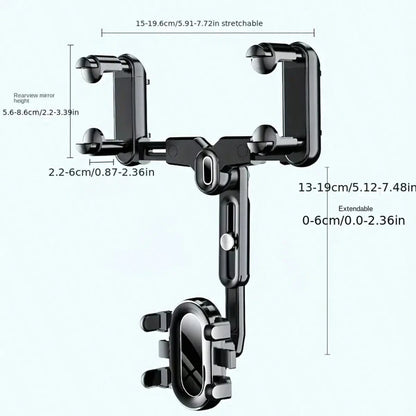 1set Car Rearview Mirror Mount Phone Holder, Navigation, Retractable, Multifunctional