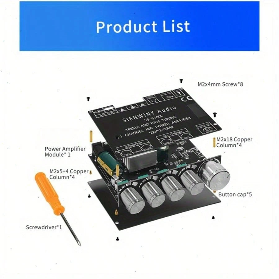 2.1 Channel Audio Amplifier Board Module, High And Low Frequency Modulation, Heavy Subwoofer