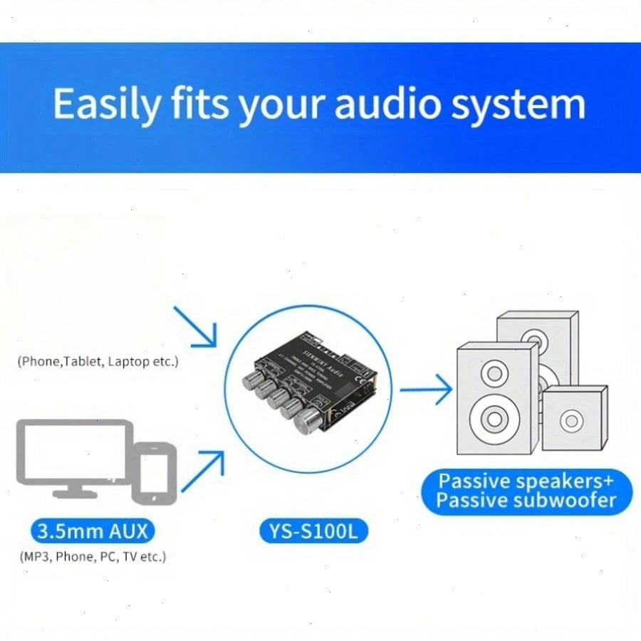2.1 Channel Audio Amplifier Board Module, High And Low Frequency Modulation, Heavy Subwoofer