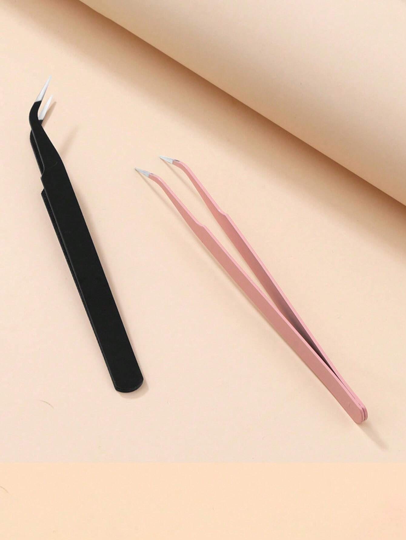 2/1pc Black Powder False Eyelash Tweezers Eyelash Tool Clip Eyelash Trim Eyelash Graft Eyelash Curler Dolphin Gold Feather Clip High Precision Flowering Tweezers
