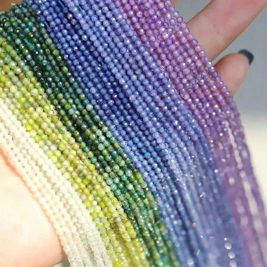 2-2.5mm 150pcs/Strand Charming Fresh Colorful Czech Crystal Zirconia Faceted Beads, Handmade DIY Bracelet Necklace Tassel, Suitable For Men And Women As Daily Or Holiday Gift