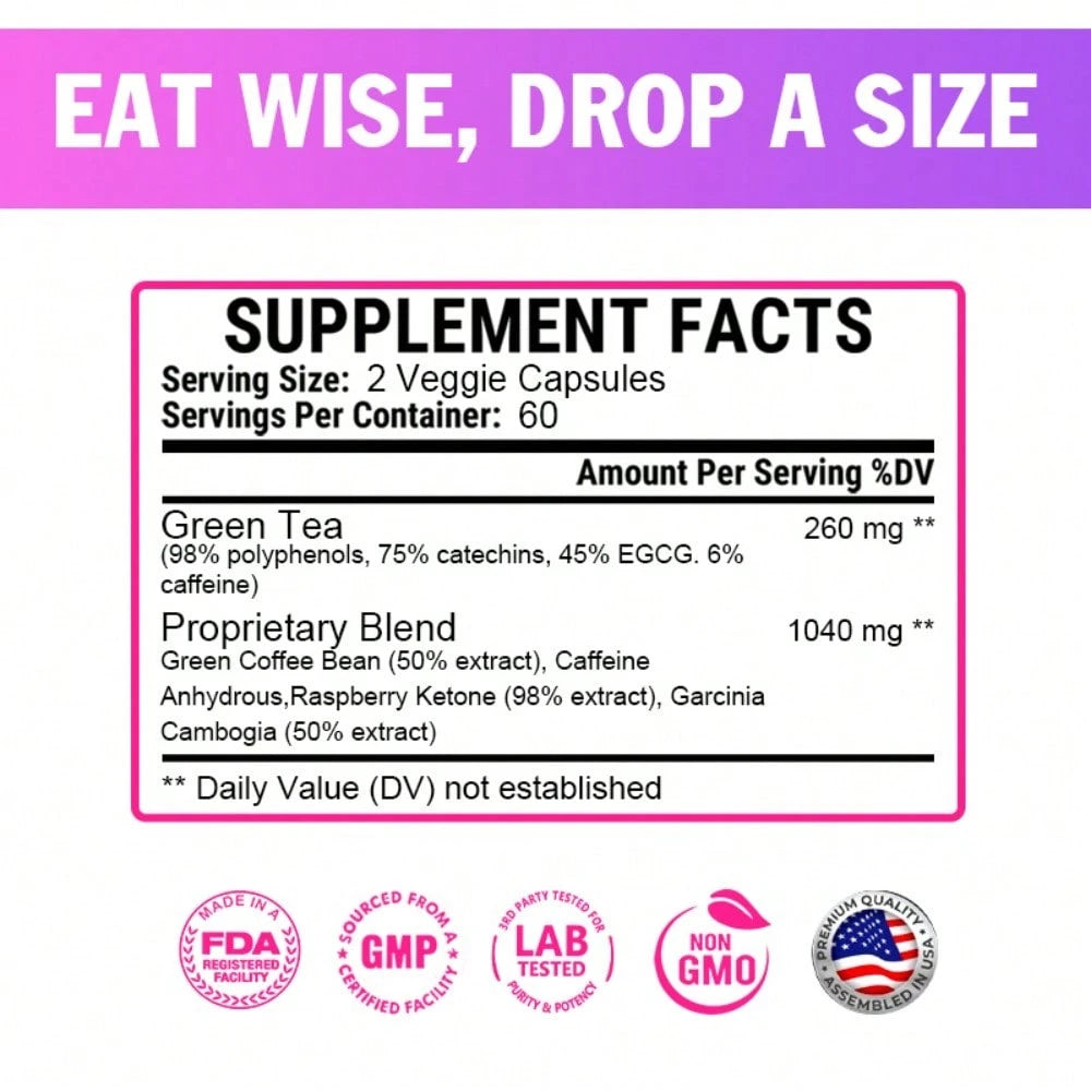 2/3 Bottle Of Women's Fat-Burning Capsules- Containing Raspberry Ketone, Garcinia Cambogia, And Green Tea Extract- For The Ketogenic Diet To Boost Metabolism.