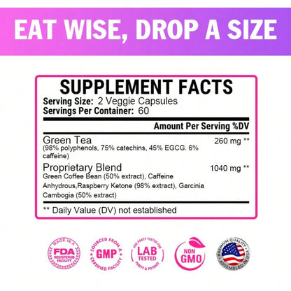 2/3 Bottle Of Women's Fat-Burning Capsules- Containing Raspberry Ketone, Garcinia Cambogia, And Green Tea Extract- For The Ketogenic Diet To Boost Metabolism.