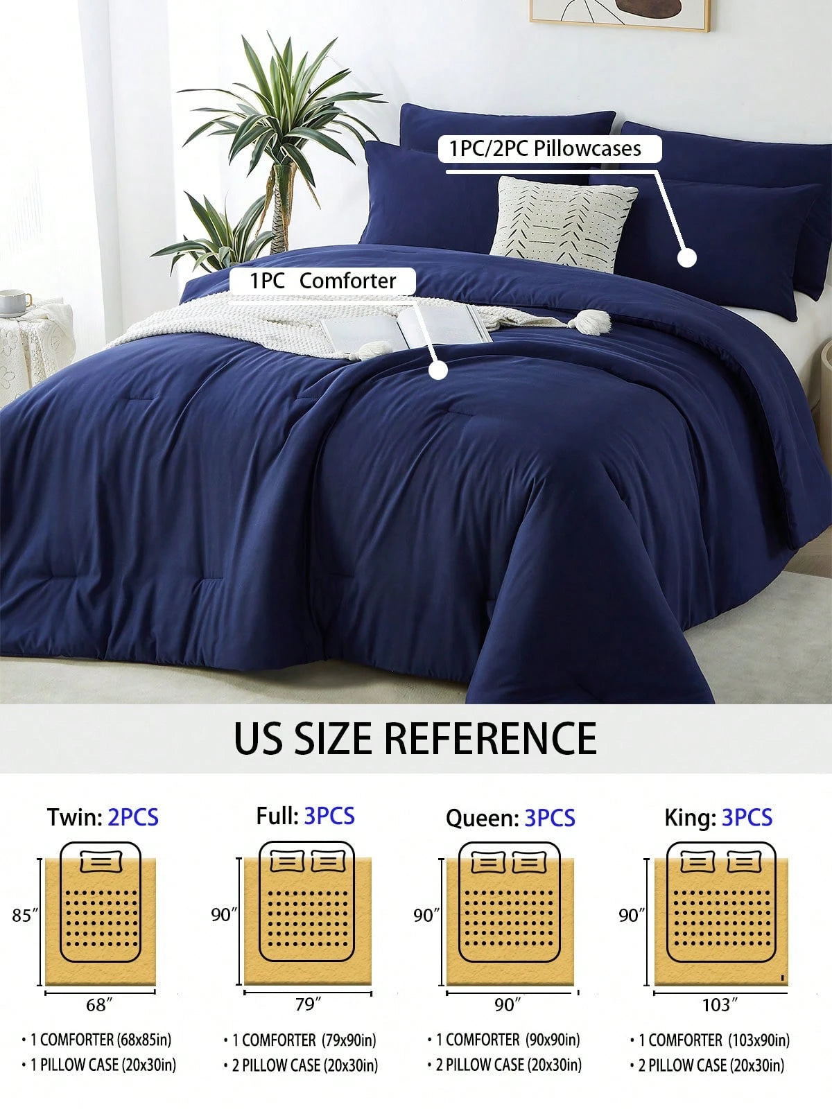 2/3-PCS Bed Comforter Sets Queen, Super Soft, Breathable, Fluffy Summer Bedding Set For All Seasons- Includes 1 Comforter And 1-2 Pillows, 100% Microfiber Super Soft Comforter Sets,Room Decor, Bedroo