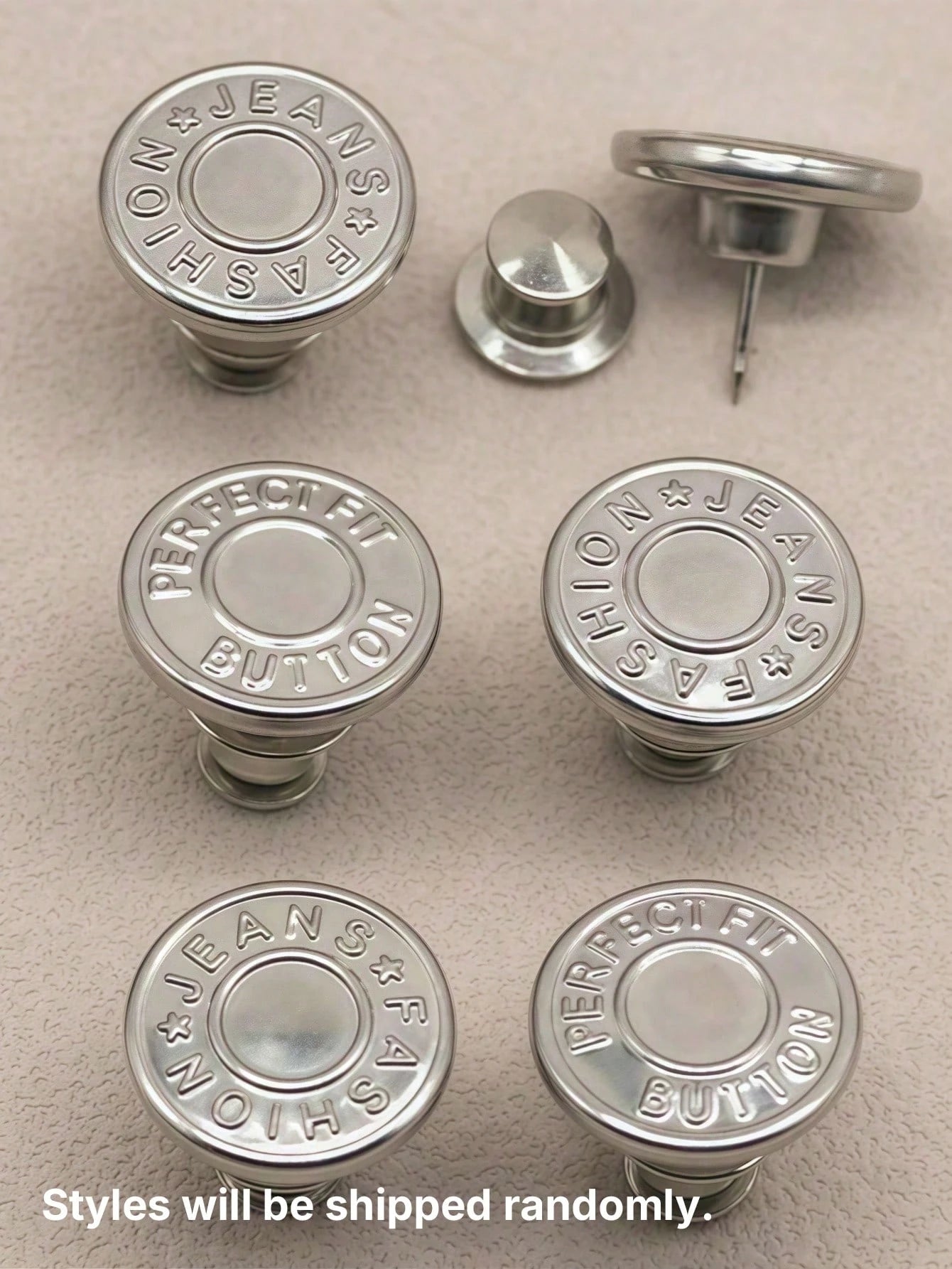 2/4/6pcs Jeans Replacement Buttons Waist Free Nail Jeans Buttons, Silver Letter Waist Buttons Multifunctional Detachable Tower Buttons Jeans Skirt Waist Adjustment Size Change Jeans Fixed Buckle, Free