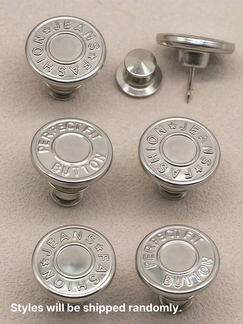 2/4/6pcs Jeans Replacement Buttons Waist Free Nail Jeans Buttons, Silver Letter Waist Buttons Multifunctional Detachable Tower Buttons Jeans Skirt Waist Adjustment Size Change Jeans Fixed Buckle, Free