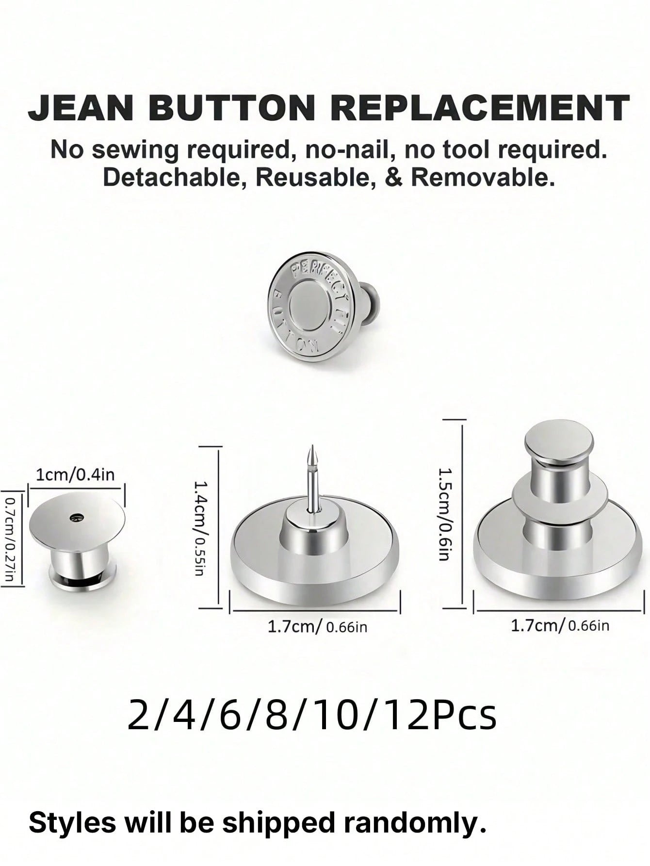 2/4/6pcs Jeans Replacement Buttons Waist Free Nail Jeans Buttons, Silver Letter Waist Buttons Multifunctional Detachable Tower Buttons Jeans Skirt Waist Adjustment Size Change Jeans Fixed Buckle, Free