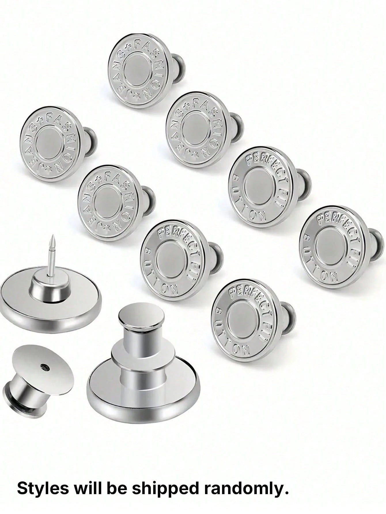 2/4/6pcs Jeans Replacement Buttons Waist Free Nail Jeans Buttons, Silver Letter Waist Buttons Multifunctional Detachable Tower Buttons Jeans Skirt Waist Adjustment Size Change Jeans Fixed Buckle, Free