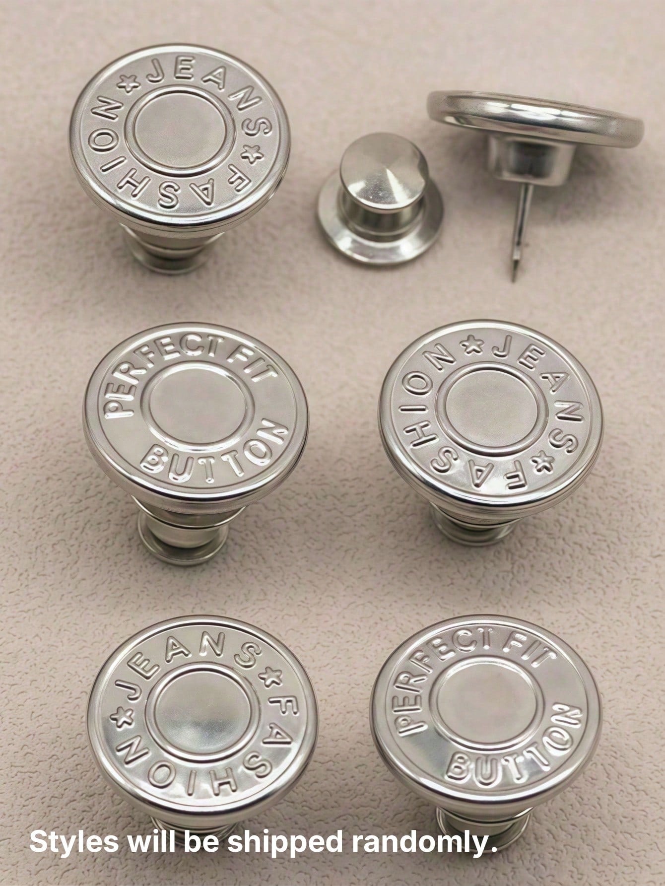 2/4/6pcs Jeans Replacement Buttons Waist Free Nail Jeans Buttons, Silver Letter Waist Buttons Multifunctional Detachable Tower Buttons Jeans Skirt Waist Adjustment Size Change Jeans Fixed Buckle, Free