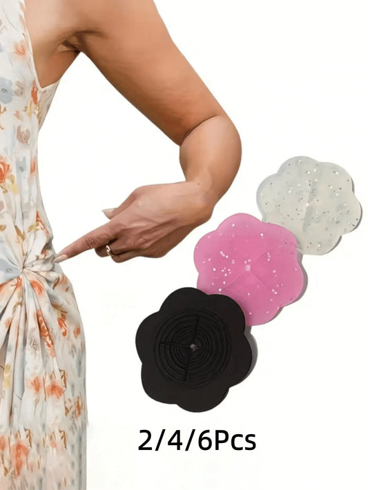2/4/6Pcs Petal Waist Belt Clips, Shirt Tightening Buckles, Women's T-Shirt Tightening Clips, Button Clips, Multi-Functional Styling Clips, Adjustable Shirt, T-Shirt And Dress Tightener- Multiple Colo