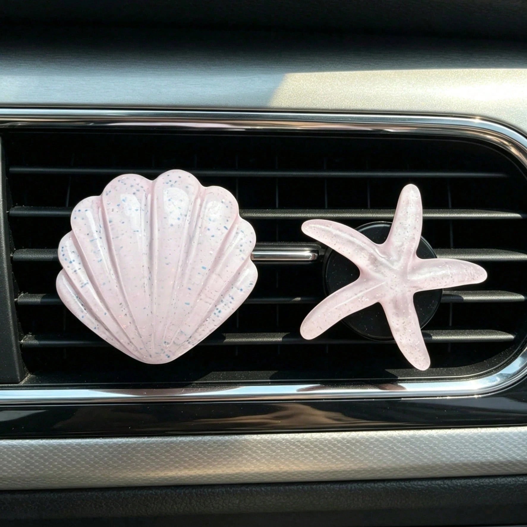 2/4pcs Cute Starfish & Shell Combination Car Air Vent Decor, Summer Ocean Style Car AC Vent Ornament, Fun Interior Car Decoration