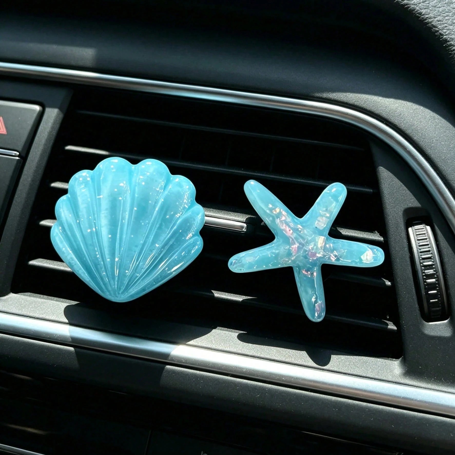 2/4pcs Cute Starfish & Shell Combination Car Air Vent Decor, Summer Ocean Style Car AC Vent Ornament, Fun Interior Car Decoration