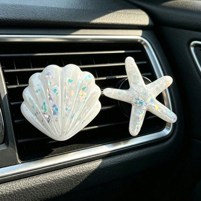 2/4pcs Cute Starfish & Shell Combination Car Air Vent Decor, Summer Ocean Style Car AC Vent Ornament, Fun Interior Car Decoration