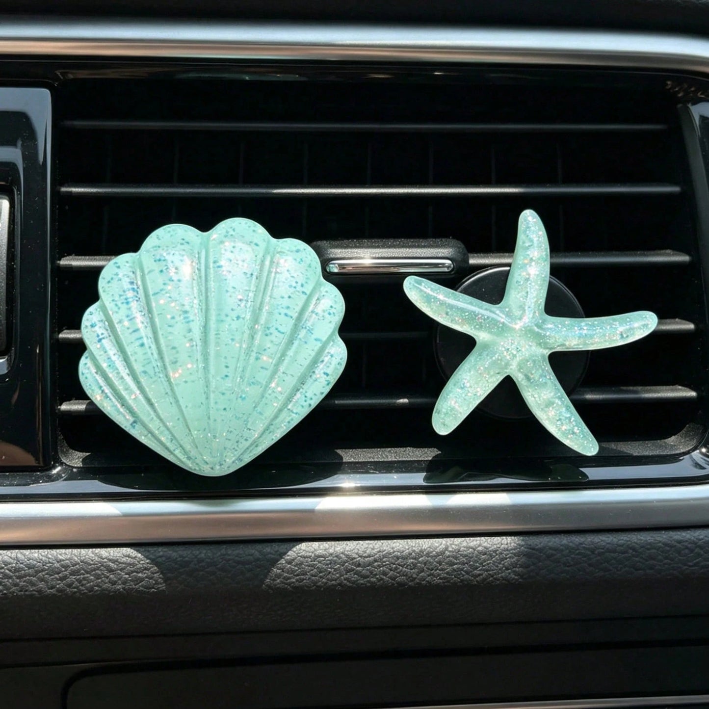 2/4pcs Cute Starfish & Shell Combination Car Air Vent Decor, Summer Ocean Style Car AC Vent Ornament, Fun Interior Car Decoration