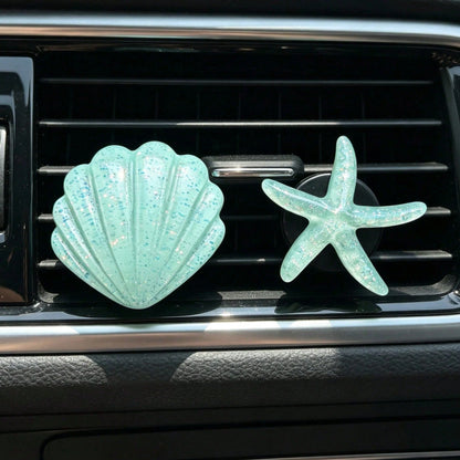 2/4pcs Cute Starfish & Shell Combination Car Air Vent Decor, Summer Ocean Style Car AC Vent Ornament, Fun Interior Car Decoration
