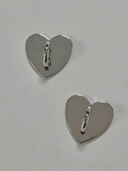 2/5/10pcs New Metal Smooth Heart-Shaped Stickers, DIY Jewelry Accessories, Handbag Decoration, Phone Case Accessories, Lanyard Decoration, Decorative Embellishments