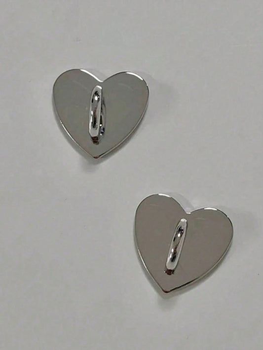 2/5/10pcs New Metal Smooth Heart-Shaped Stickers, DIY Jewelry Accessories, Handbag Decoration, Phone Case Accessories, Lanyard Decoration, Decorative Embellishments