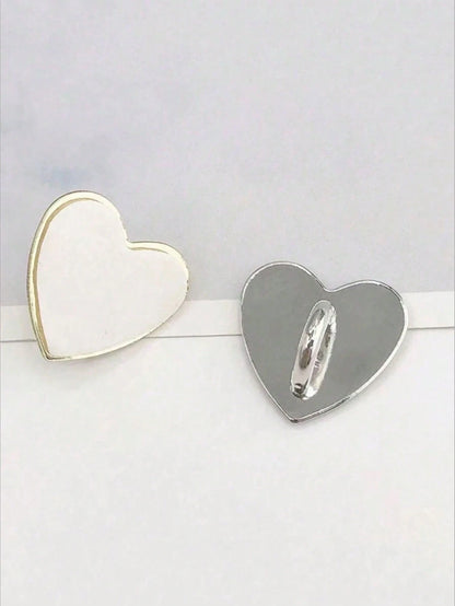 2/5/10pcs New Metal Smooth Heart-Shaped Stickers, DIY Jewelry Accessories, Handbag Decoration, Phone Case Accessories, Lanyard Decoration, Decorative Embellishments