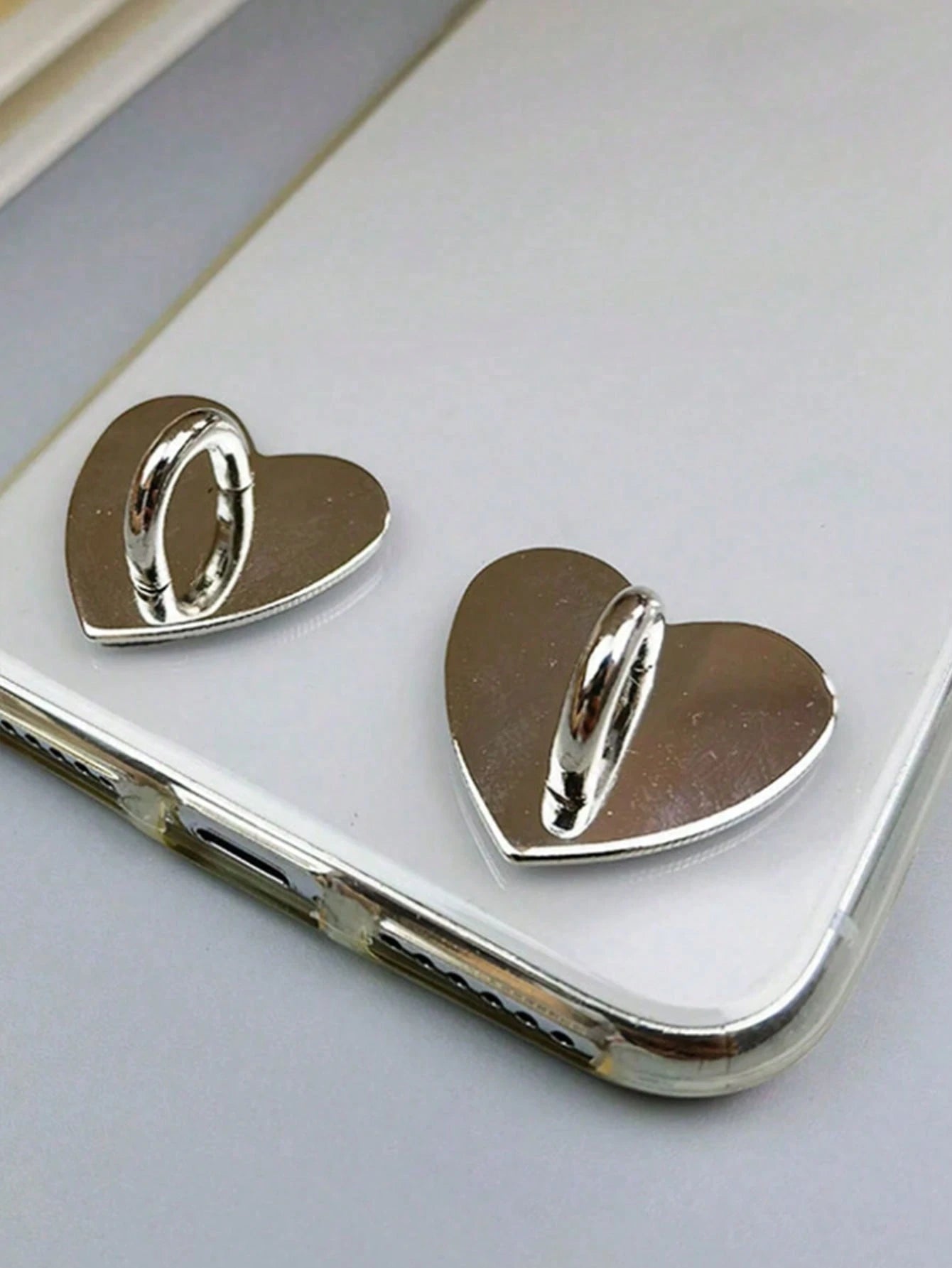2/5/10pcs New Metal Smooth Heart-Shaped Stickers, DIY Jewelry Accessories, Handbag Decoration, Phone Case Accessories, Lanyard Decoration, Decorative Embellishments