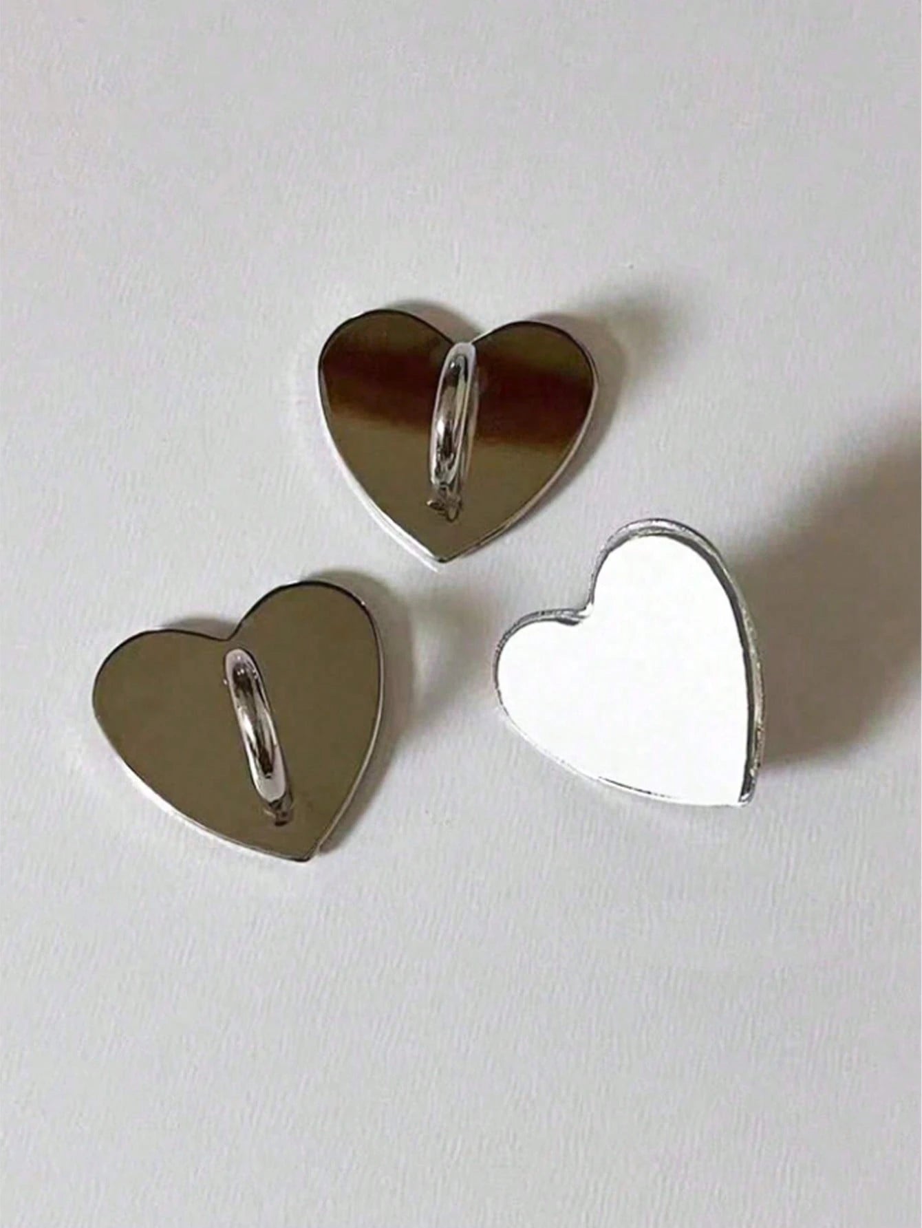 2/5/10pcs New Metal Smooth Heart-Shaped Stickers, DIY Jewelry Accessories, Handbag Decoration, Phone Case Accessories, Lanyard Decoration, Decorative Embellishments