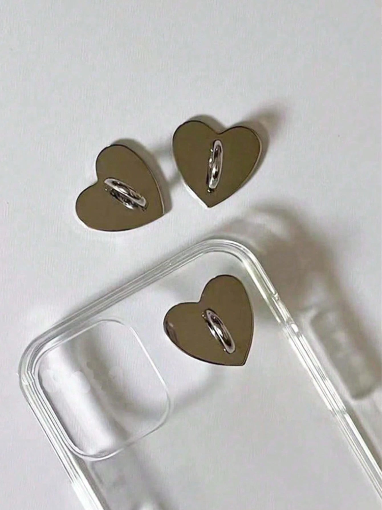 2/5/10pcs New Metal Smooth Heart-Shaped Stickers, DIY Jewelry Accessories, Handbag Decoration, Phone Case Accessories, Lanyard Decoration, Decorative Embellishments