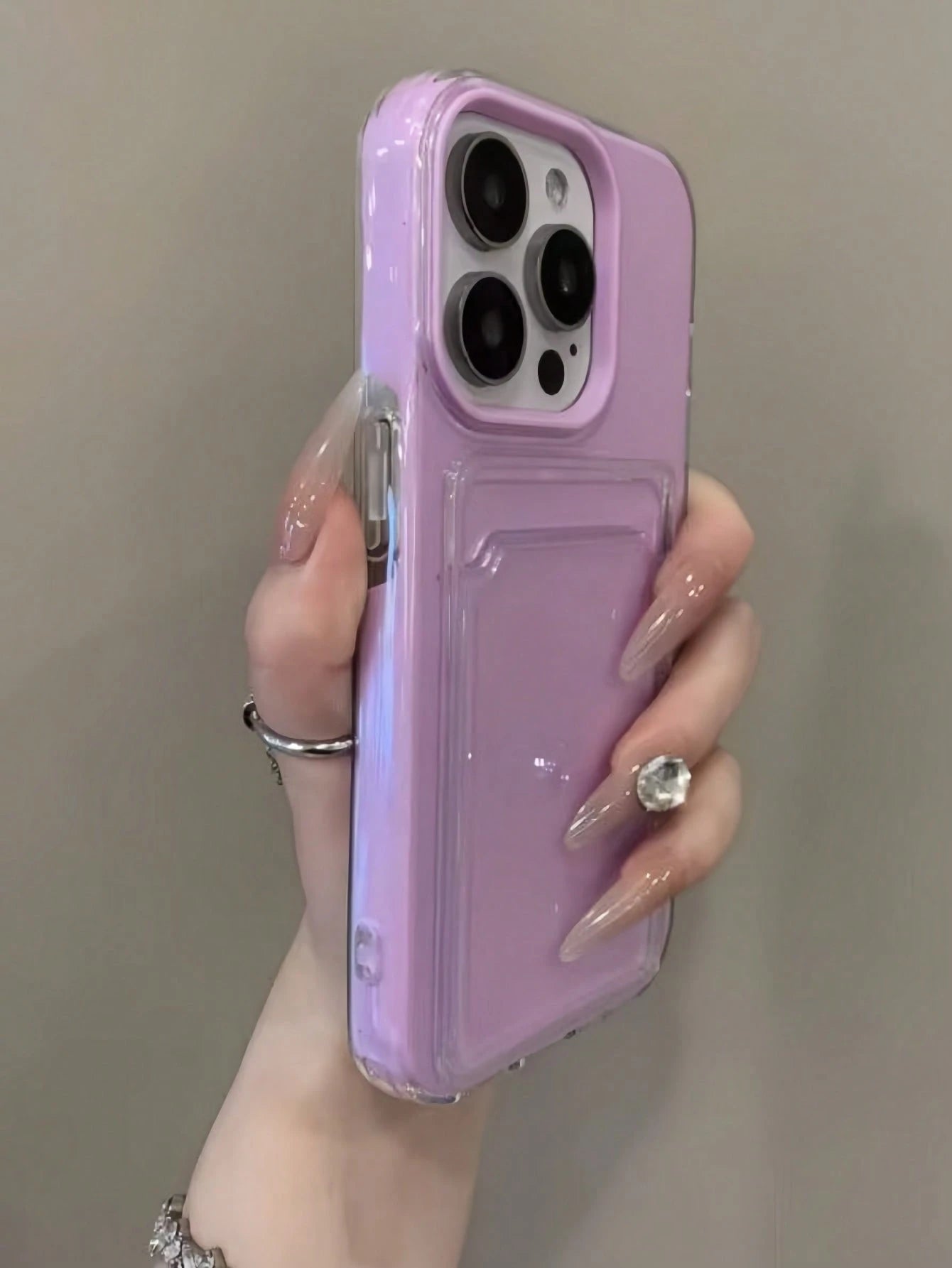 2-In-1 Candy Color Card Holder Slot Phone Case, Compatible With Apple 18 18pro 18promax/ 16, 15, 14, 13, 12, 11 Pro Max, 16 Plus, 17 17promax Minimalist Anti-Drop Transparent Soft Shell