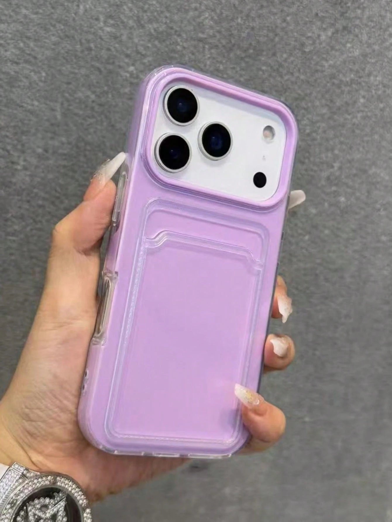 2-In-1 Candy Color Card Holder Slot Phone Case, Compatible With Apple 18 18pro 18promax/ 16, 15, 14, 13, 12, 11 Pro Max, 16 Plus, 17 17promax Minimalist Anti-Drop Transparent Soft Shell