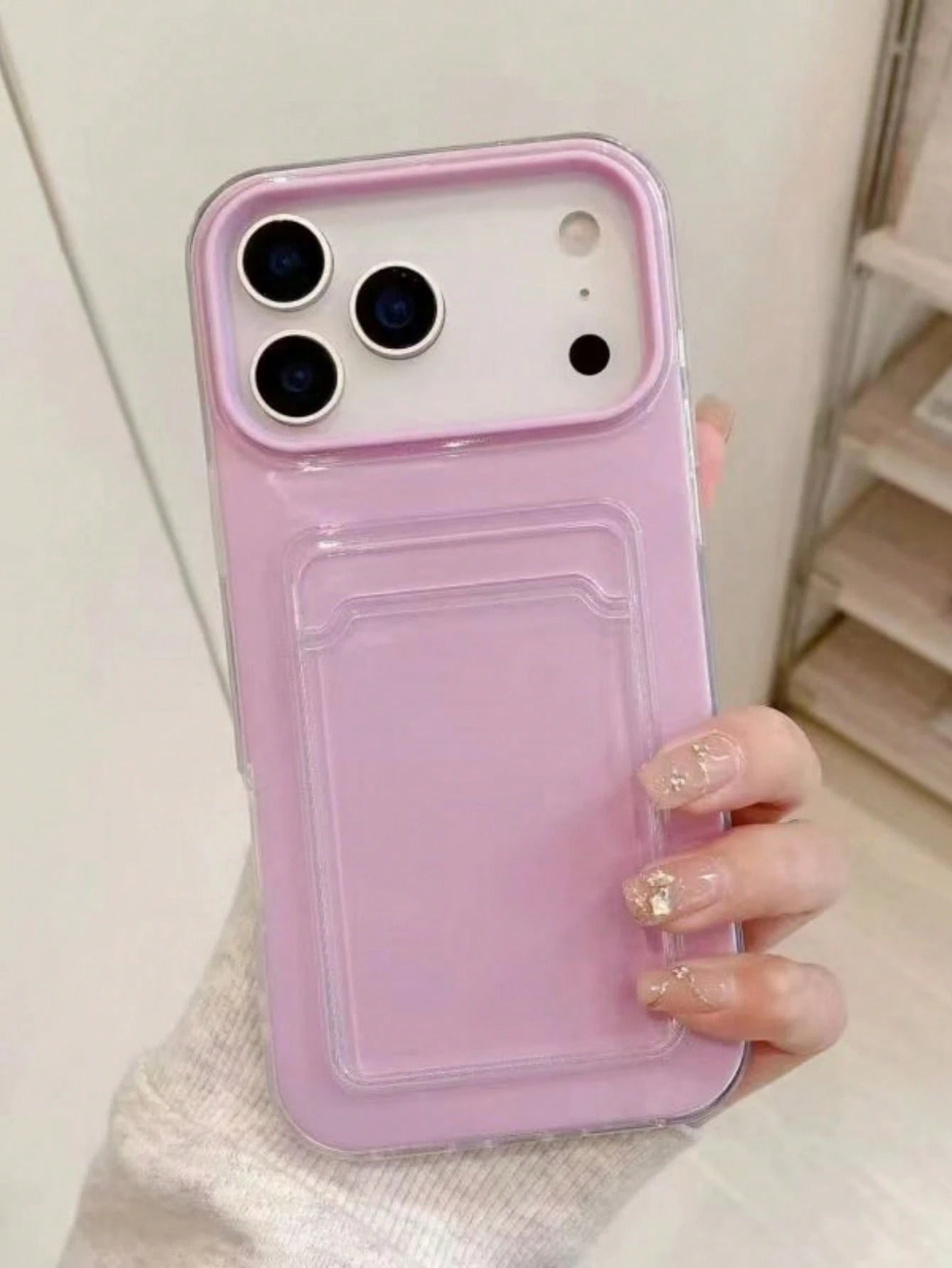 2-In-1 Candy Color Card Holder Slot Phone Case, Compatible With Apple 18 18pro 18promax/ 16, 15, 14, 13, 12, 11 Pro Max, 16 Plus, 17 17promax Minimalist Anti-Drop Transparent Soft Shell