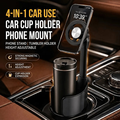 2 In 1 Car Cup Holder Phone Mount & Tablet Stand, Strong Magnetic Cup Holder Expander With 360° Rotation & Adjustable Height, Universal Fit For Phone,,, SUV, Truck