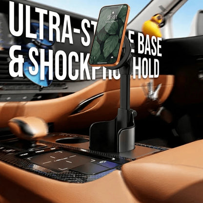 2 In 1 Car Cup Holder Phone Mount & Tablet Stand, Strong Magnetic Cup Holder Expander With 360° Rotation & Adjustable Height, Universal Fit For Phone,,, SUV, Truck