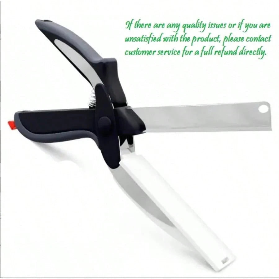 2 In 1 Kitchen Scissors For Food – Stainless Steel Blade & Plastic Cutting Board Scissors With Safety Lock| 9.6" Tomato Knife, Fruit & Vegetable Cutter – Easy-To-Use Kitchen Shears For Meat, Cheese