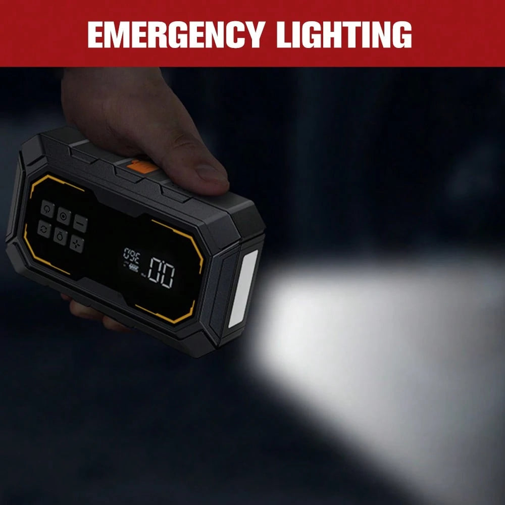 2-In-1 Portable Car Jump Starter Air Compressor, Wireless Tire Inflator With LED Light. Fast Car Startup, USB Charging, Multi Nozzles For Vehicles And Bikes. Practical Emergency Auto Tool And Great Gi