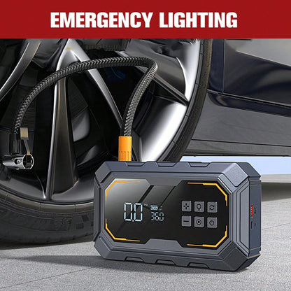 2-In-1 Portable Car Jump Starter Air Compressor, Wireless Tire Inflator With LED Light. Fast Car Startup, USB Charging, Multi Nozzles For Vehicles And Bikes. Practical Emergency Auto Tool And Great Gi