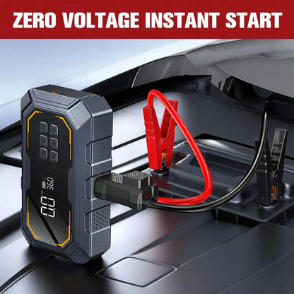 2-In-1 Portable Car Jump Starter Air Compressor, Wireless Tire Inflator With LED Light. Fast Car Startup, USB Charging, Multi Nozzles For Vehicles And Bikes. Practical Emergency Auto Tool And Great Gi