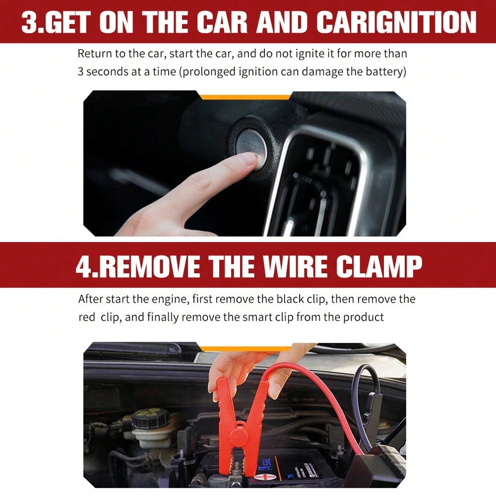 2-In-1 Portable Car Jump Starter Air Compressor, Wireless Tire Inflator With LED Light. Fast Car Startup, USB Charging, Multi Nozzles For Vehicles And Bikes. Practical Emergency Auto Tool And Great Gi