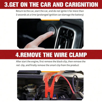 2-In-1 Portable Car Jump Starter Air Compressor, Wireless Tire Inflator With LED Light. Fast Car Startup, USB Charging, Multi Nozzles For Vehicles And Bikes. Practical Emergency Auto Tool And Great Gi