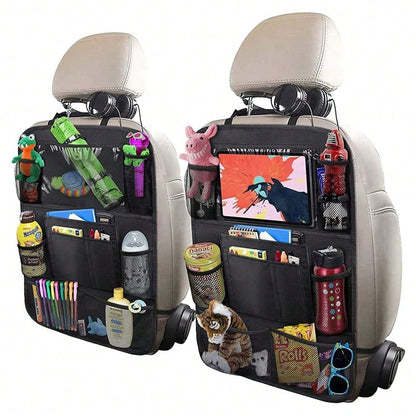 2 Pack Car Backseat Organizer With 10" Table Holder, 9 Storage Pockets Seat Back Protectors Kick Mats For Kids Toddlers, Travel Accessories,Car Storage
