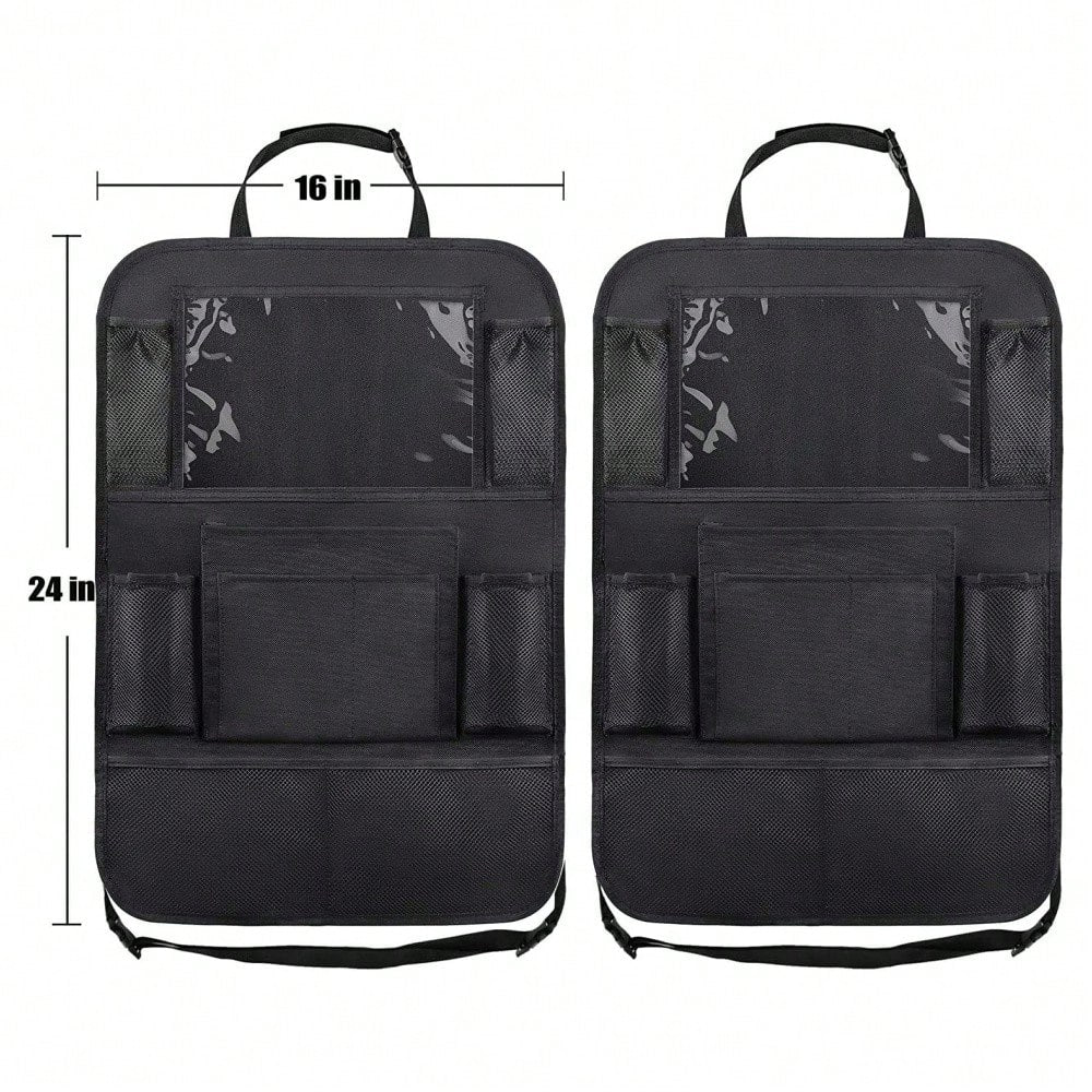 2 Pack Car Backseat Organizer With 10" Table Holder, 9 Storage Pockets Seat Back Protectors Kick Mats For Kids Toddlers, Travel Accessories,Car Storage