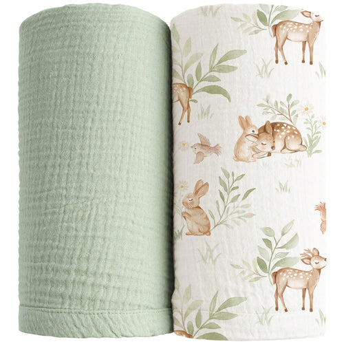 2-Pack Muslin Swaddle Blankets For Boys And Girls, Large 47 X 47 Inch Receiving Blankets, Soft Breathable Baby Swaddles For Newborns