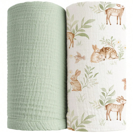 2-Pack Muslin Swaddle Blankets For Boys And Girls, Large 47 X 47 Inch Receiving Blankets, Soft Breathable Baby Swaddles For Newborns
